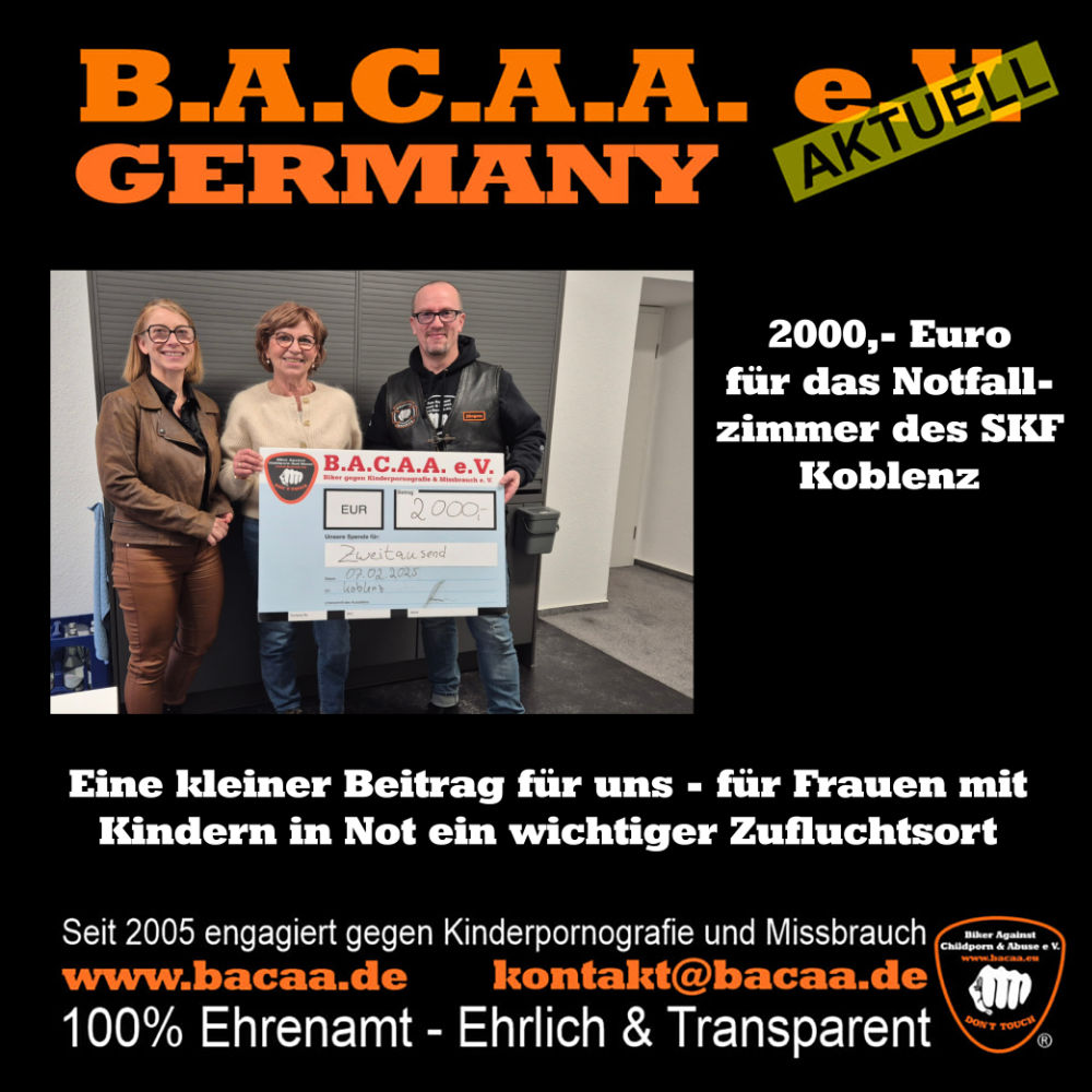 B.A.C.A.A. e.V. unterstützt Notfallzimmer für Frauen und Kinder