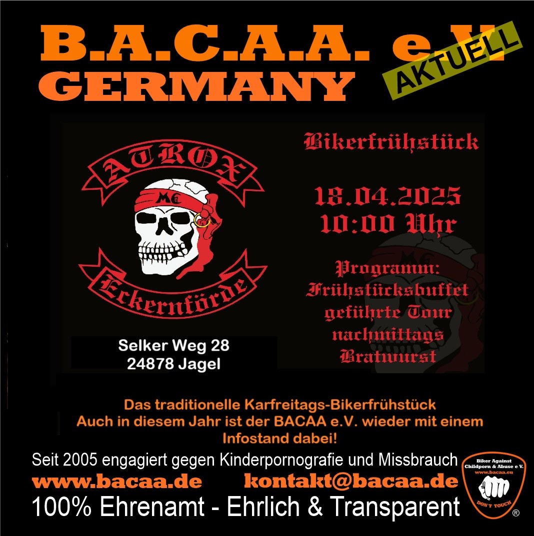 Karfreitags-Bikerfrühstück beim ATROX MC Mit BACAA-Infostand