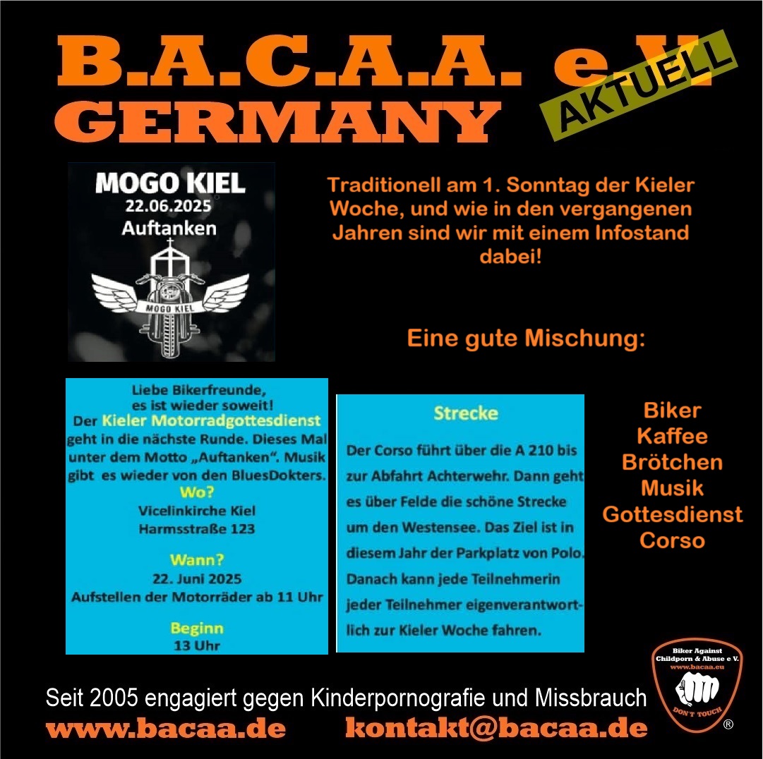 Kieler Mogo 2025 wieder mit BACAA-Infostand, Musik, Kaffee, Brötchen und Corso! 🗓 🗺