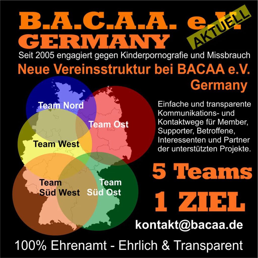 Vereinsstruktur BACAA e. V. - 5 Teams, 1 Ziel