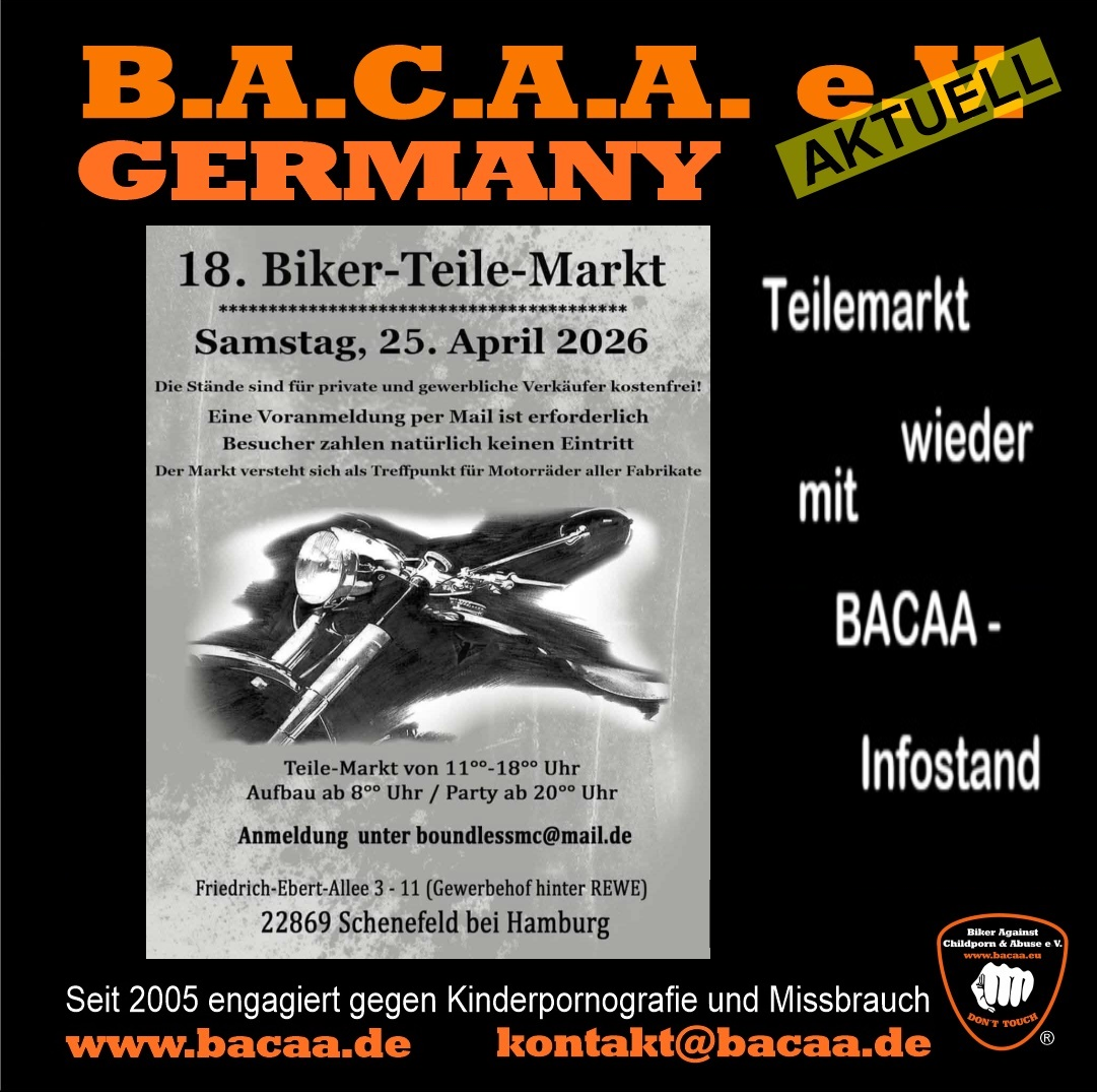 Teilemarkt beim BOUNDLESS MC mit BACAA-Infostand