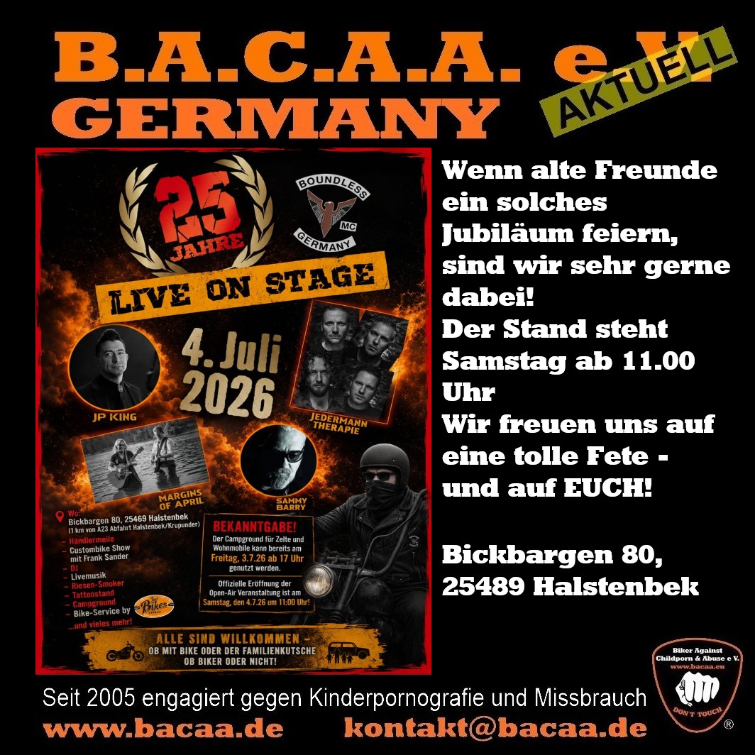 25 Jahre BOUNDLESS MC mit BACAA-Infostand